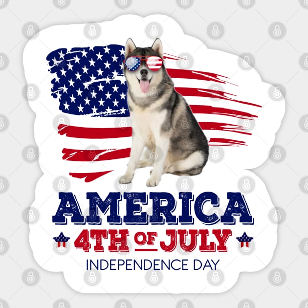 Husky Flag USA - America 4th Of July Independence Day Sticker by bunnierosoff21835